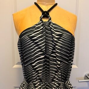 EXPRESS Black and White Halter Maxi Dress